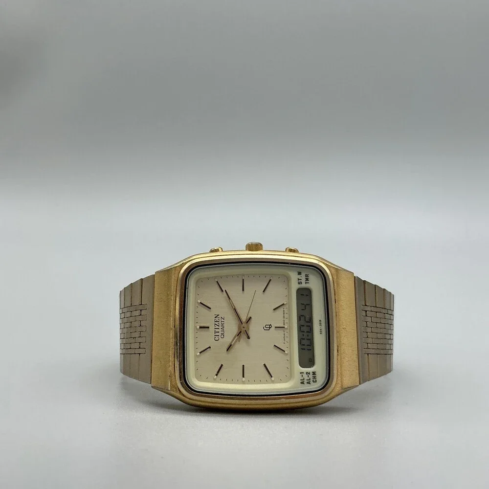 Vintage Citizen Mens Watch 30mm Gold Tone Ana Digi 8950-084896 New Battery 6.25